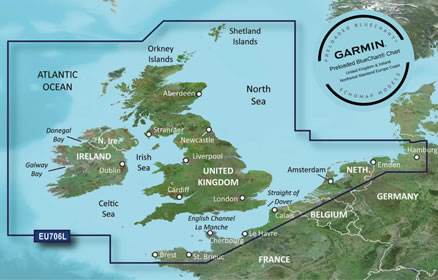 Coverage of Garmin BlueChart g3 UK and Ireland chart