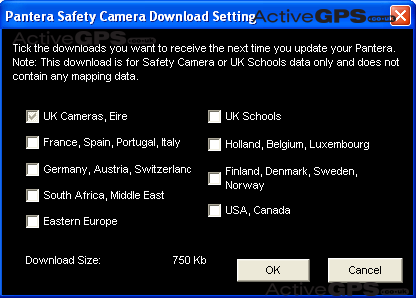 Safety Camera Download Setting
